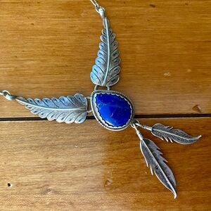 Vintage Native American Sterling Silver and Lapis Necklace